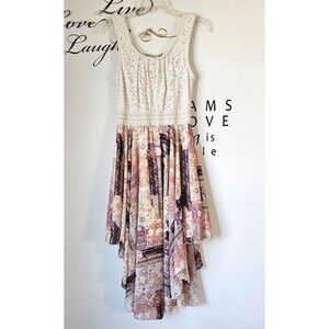 Liberty Love Dress Women Large White Lace Pink Boho Festival Bohemian Balletcore